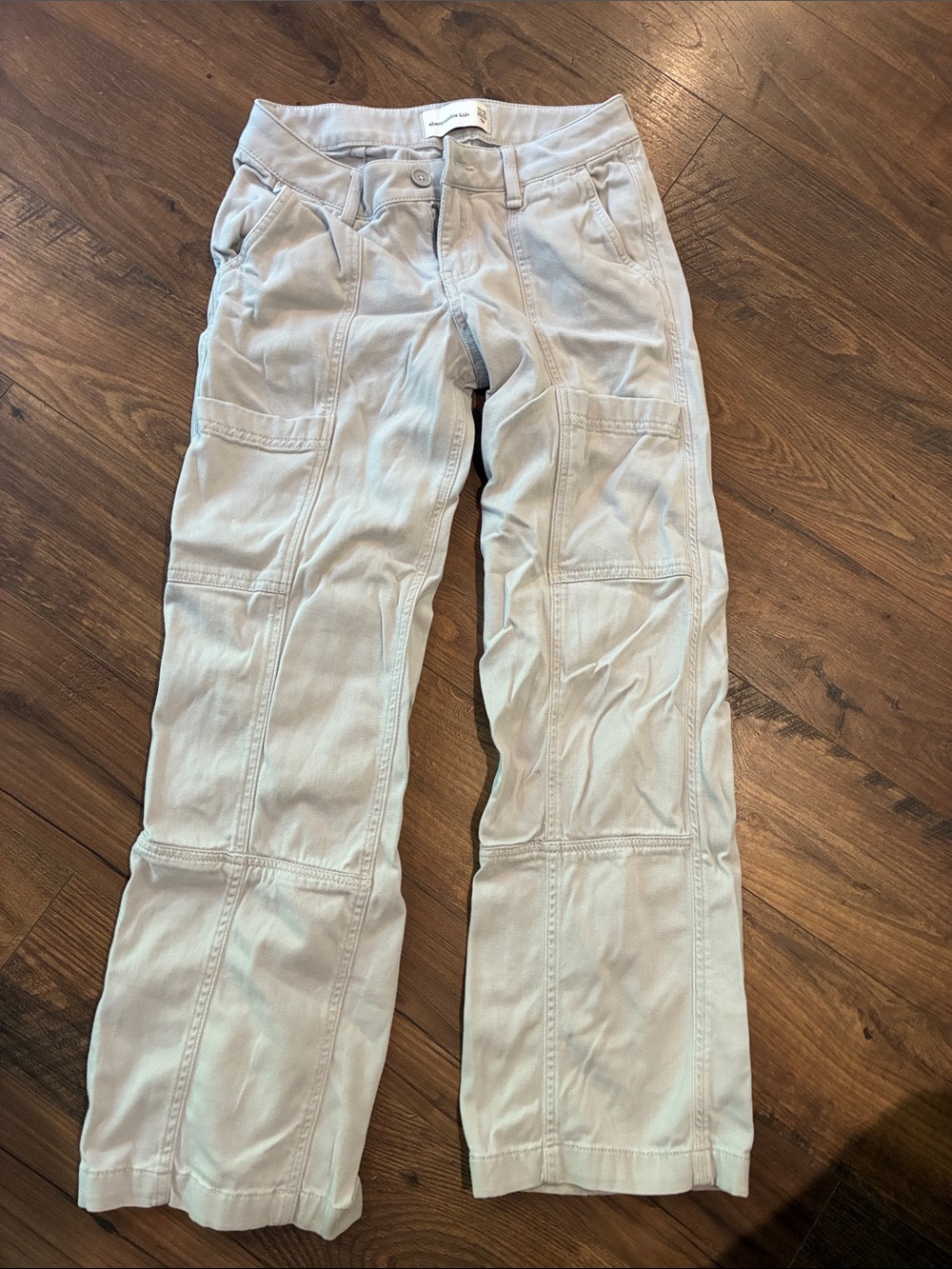 abercrombie kids light gray cargo wide leg pants